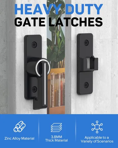 Miniatura 2 de Cerradura de puerta de granero, pestillos de puerta, pestillo de seguridad para puerta, cerradura de cerrojo de puerta de aleación de zinc