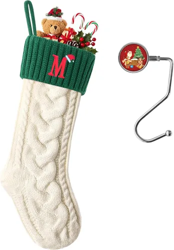 Miniatura 117 de Botas de Navidad personalizadas, iniciales personalizadas, 18 pulgadas, botas de Navidad tejidas con letras para colgar en la chimenea, botas de Rojo