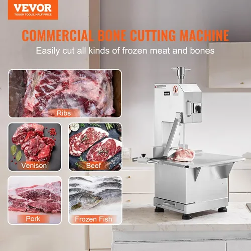 Miniatura 2 de VEVOR Workbeach - Sierra de cinta eléctrica comercial para carne, de acero inoxidable de 2200 W, sierra de hueso para encimera, Workbeach de 18.5 x