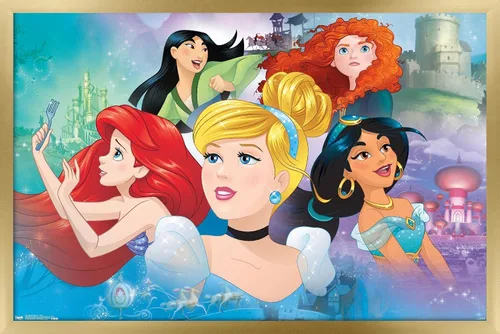 Miniatura 14 de Trends International Disney Princess - Póster de pared de Gaze, 14.72 x 22.37 pulgadas, versión enmarcada de madera de granero