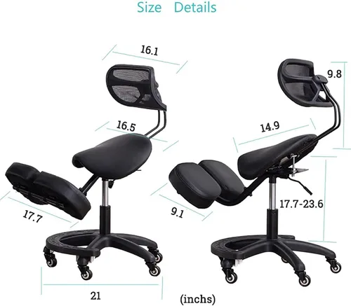Miniatura 3 de HM&DX Silla ergonómica de rodillas con soporte para la espalda, silla de postura mejorada con patas cruzadas para oficina en casa, asiento en ángulo