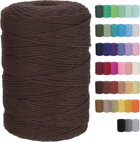 Miniatura 21 de Cuerda de macramé de algodón de 3 mm x 109 yardas, suministros de macramé de color natural, cuerda de algodón suave para colgar plantas, colgante