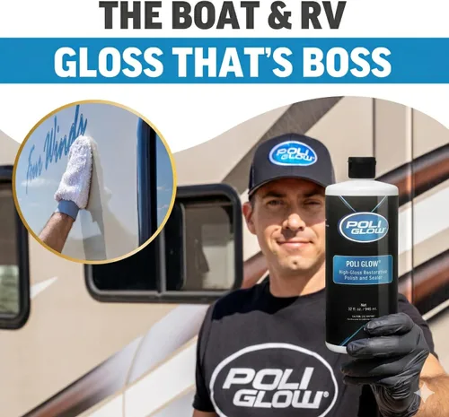 Miniatura 9 de Poli Glow Kit de Pulimento para Barcos y Vehículos Recreativos con Guante Aplicador - Pulimento de Fibra de Vidrio de Alto Brillo de 32 oz