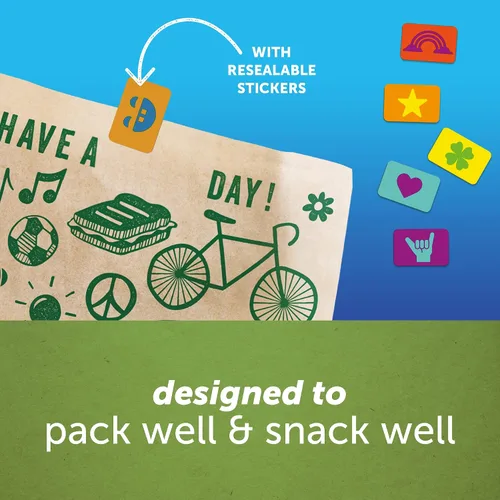 Miniatura 7 de Bolsas de papel para sándwiches y aperitivos Ziploc, reciclables y sellables con diseños divertidos, 50 bolsas en total