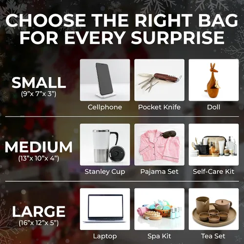 Miniatura 4 de Bolsas de regalo de Navidad – medianas 13 x 10 x 4 pulgadas (paquete de 4) – Bolsas de regalo de papel resistentes con papel de seda, etiqueta y asa