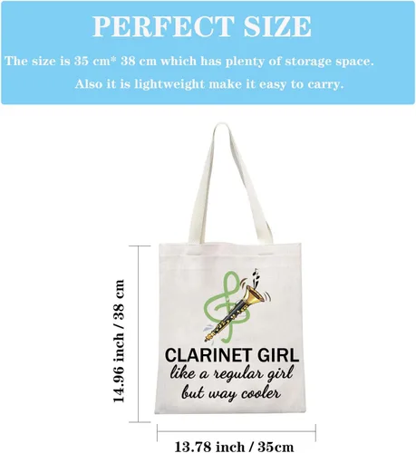 Miniatura 2 de GJTIM Clarinetist Gift - Bolsa de maquillaje con cremallera para jugador de clarinete y amante, Bolso beige