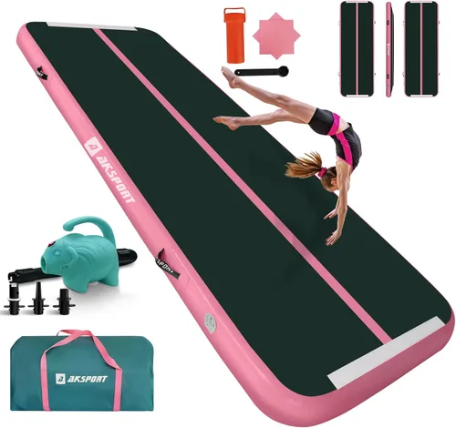Miniatura 14 de AKSPORT Colchoneta inflable de gimnasia de 10 pies, 13 pies, 16 pies, 20 pies, 23 pies, con bomba de aire, para uso doméstico, entrenamiento