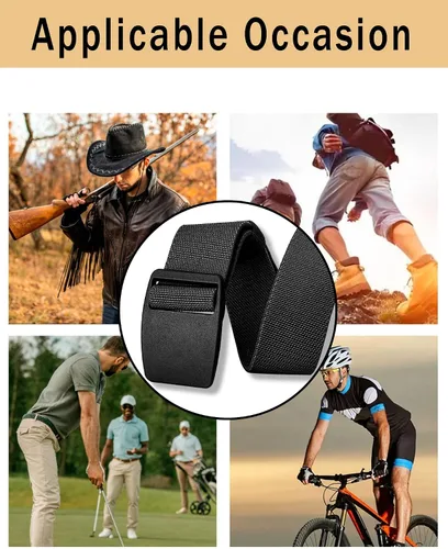Miniatura 5 de Cinturón de nylon libre de metal para hombres correa militar extensible web con hebilla de plástico