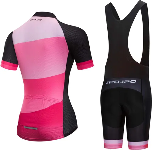 Miniatura 48 de Camiseta de ciclismo para mujer + pantalones cortos acolchados de manga corta para ciclismo, ropa de bicicleta