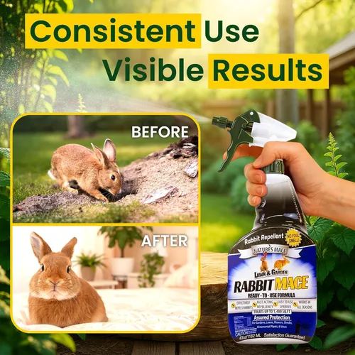 Miniatura 7 de Nature's Mace Spray repelente de conejo listo para usar, para exteriores, aroma a menta, seguro para personas, mascotas y plantas, protege el jardín