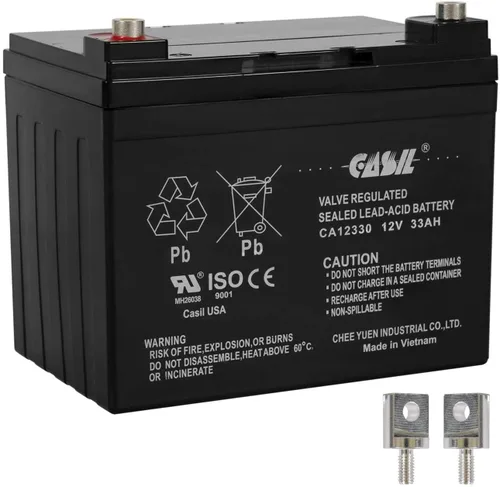 Miniatura 7 de Casil CA12330 - Batería sellada de plomo ácido de 12 V y 33 Ah, paquete de 2 unidades, AGM sin mantenimiento, terminales de tuerca y perno