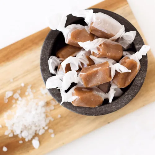 Miniatura 8 de Taras Gourmet Sea Salt Caramels All Natural Candy Creamy & Individually Wrapped with Real Butter (20 oz)