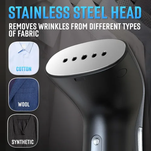 Miniatura 5 de Vaporizador para ropa para Europa 220 V, vaporizador portátil de mano para ropa, cabezal de vapor de metal, calentamiento de 25 segundos, sistema