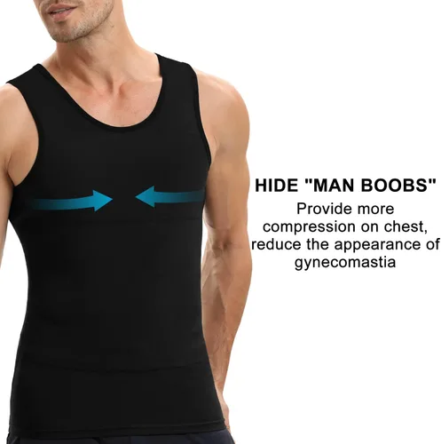 Miniatura 4 de Lgtfy Mens Gynecomastia Compression Shirts, Slimming Body Shaper Tank Top, Tummy Control Undershirts - Change in Seconds