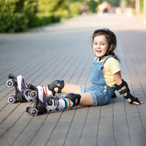 Miniatura 6 de Patines de ruedas para niñas y niños de 4 a 12 años, patines ajustables para niños pequeños de 4 tamaños, ruedas iluminadas para principiantes