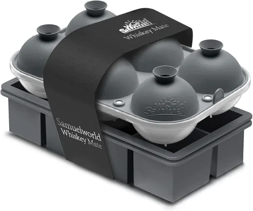 Samuelworld Combo de Bandeja de Hielo Premium (16 Cubitos de Hielo/6 Bolas de Hielo), Fabricador de Esferas de Hielo Grandes y Bandejas de Cubitos