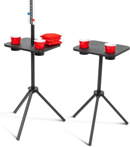 GoSports Marcador de Cornhole de Metal para Todo Clima con Portavasos - Negro o Blanco - Marcador Magnético para Exteriores para Juegos de Patio -