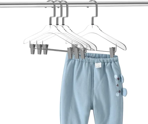 Miniatura 3 de Perchas de acrílico Lucite de calidad de 12.5 pulgadas para pantalones, paquete de 4, elegante colgador de ropa con ganchos dorados o plateados