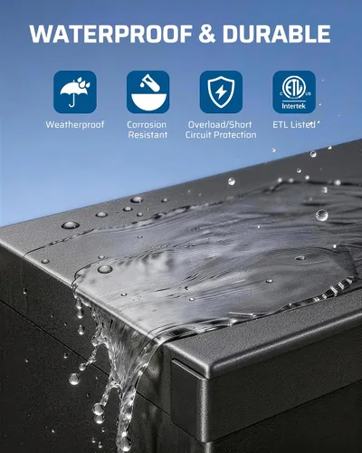Miniatura 6 de DEWENWILS Transformador de bajo voltaje de 200 W con 3 salidas de control independientes, transformador de paisaje con temporizador y sensor