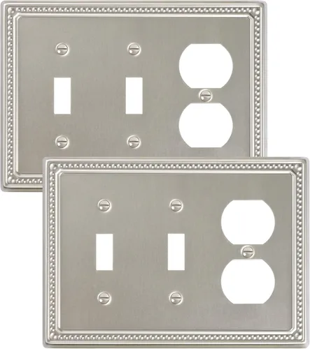 Miniatura 79 de Paquete de 4 placas de cubierta para interruptor de luz de palanca individual, cubiertas decorativas de perlas, placa de pared de metal almendra