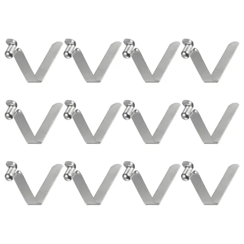 Miniatura 8 de HARFINGTON 12 unids botón único kayak paleta broche resorte clip 0.630x0.220 in 65Mn resorte acero en forma de V hueco elevación telescópica tubo