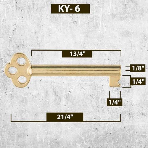 Miniatura 4 de Llave de esqueleto chapada en latón para gabinete, puertas de reloj de abuelo, cajones de aparador - Reemplazo de llave de barril hueco - Llaves
