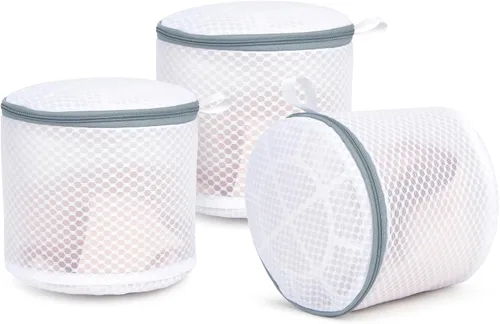 Paquete de 3 bolsas de malla para ropa delicada, bolsas de malla para brasier con lazo para colgar, bolsas de lencería de 6 x 7 pulgadas para