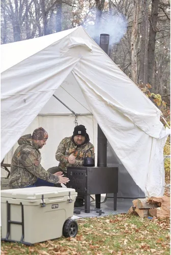 Miniatura 4 de Guide Gear Estufa de leña grande para exteriores portátil con tubo de chimenea para cocinar, acampar, tienda de campaña, senderismo, pesca, mochilero
