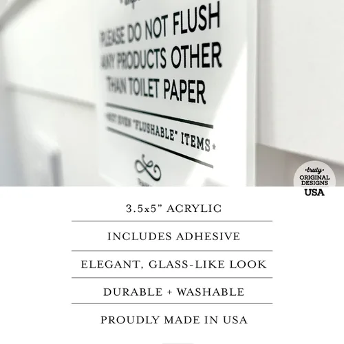 Miniatura 3 de Reilly Originals Letrero de baño con sistema séptico de 3.5 x 5 pulgadas, reglas «Do Not Flush Rules», listo para pegar, acabado premium, duradero