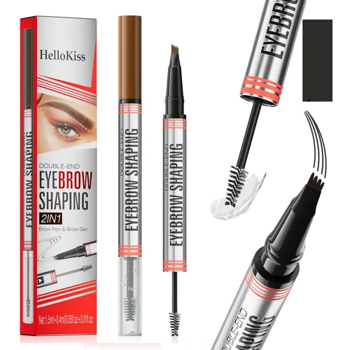 Miniatura 11 de Hilibrand 9705 - Lápiz de cejas y gel de cejas de doble punta 2 en 1, impermeable, resistente al sudor, de larga duración, 2# marrón oscuro