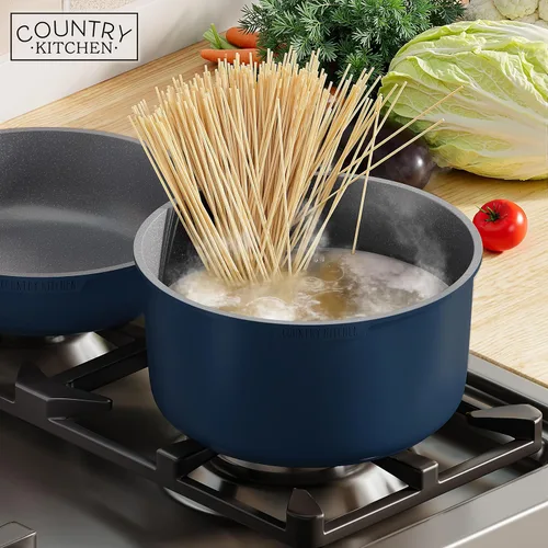 Miniatura 8 de Country Kitchen Juego de utensilios de cocina con mango extraíble, juego de ollas y sartenes aptas para horno y autocaravana, denim, original