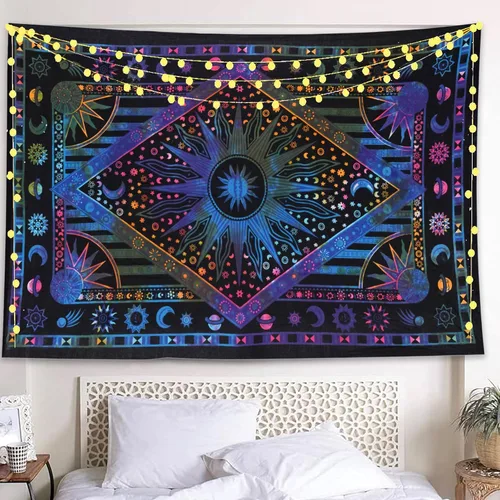 Miniatura 23 de THE ART BOX Tapiz celestial de sol y luna, mandala estético para colgar en la pared para dormitorio y sala de estar, decoración independiente
