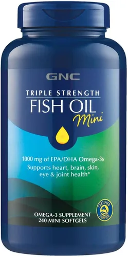 Miniatura 7 de GNC Suplemento de aceite de pescado de triple fuerza, mini Omega 3, 1000 mg de EPA y DHA, apoya la salud del corazón, el cerebro, la piel, los ojos