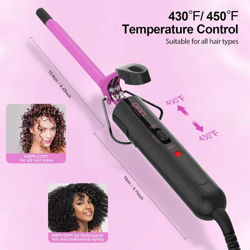 Miniatura 5 de DAN Technology - Varita rizador pequeña de cerámica con temperatura ajustable para rizos apretados en cabello corto y largo (3/8 pulgadas, 10 mm)