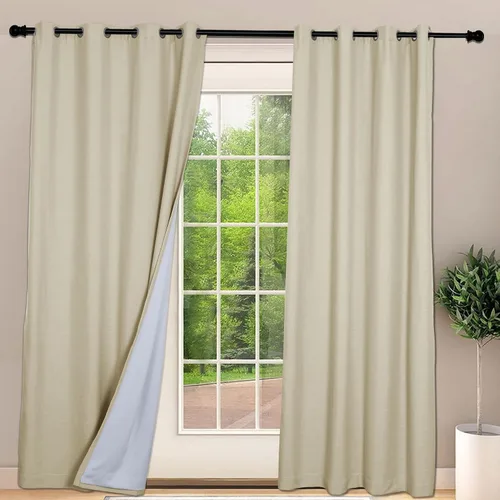 Miniatura 12 de Frelement Cortinas opacas extralargas de 108 pulgadas de largo, para sala de estar, cortinas de lino con bloqueo de luz, cortinas con aislamiento