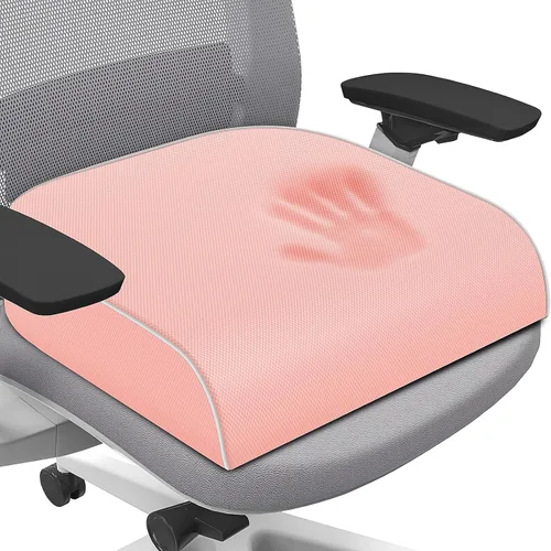 Miniatura 10 de SweetSlubr Cojín de asiento para aliviar el dolor de coxis, cojín para silla de oficina, cojín de espuma viscoelástica grande con funda Gris