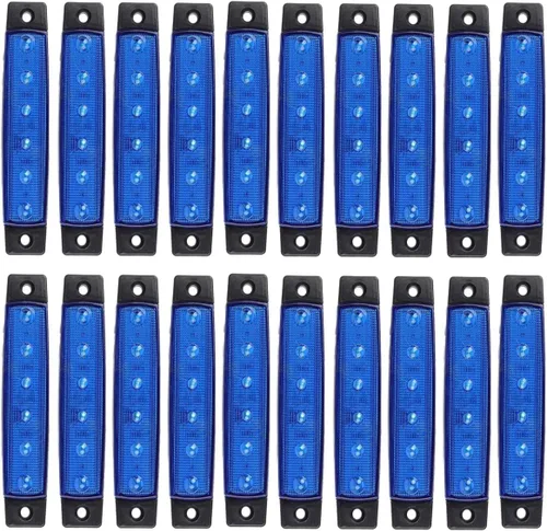 Luces LED azules de marcador lateral, (paquete de 20) 6 LED 2835 SMD lámparas de liquidación para camión, remolque, caravana, camioneta, tractor, 20