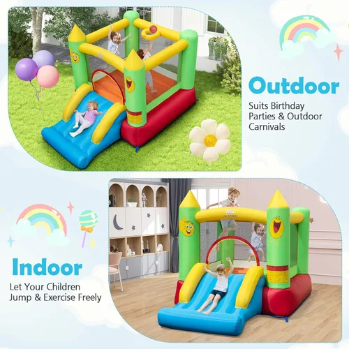 Miniatura 9 de Casa de rebote inflable BOUNTECH, castillo hinchable para niños para interiores y exteriores con área de salto resistente, tobogán, soplador