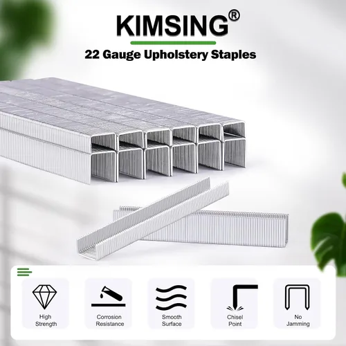 Miniatura 2 de Kimsing - Grapas de tapicería galvanizadas calibre 22, serie 71, corona de 3/8 pulgadas de longitud de la pierna, 10,000 grapas de alambre fino