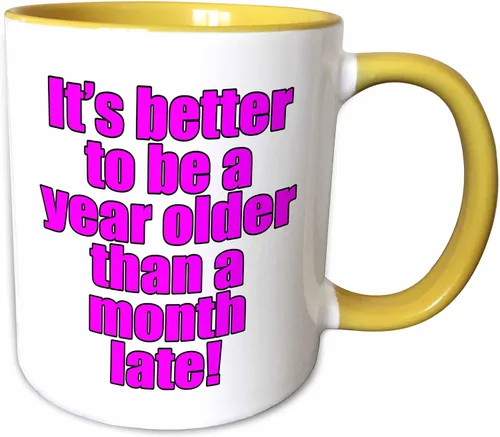 Miniatura 12 de 3dRose evadane – Funny Quotes – Su Mejor A Ser Un Año Más un mes Late, Pink – Tazas, Negro/Blanco