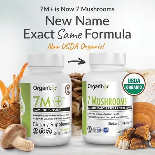 Miniatura 2 de Organixx USDA Organic Mushroom Supplement, 7 Fermented Mushrooms – Lions Mane, Shiitake, Cordyceps, Turkey Tail, Reishi – for Immune & Digestion