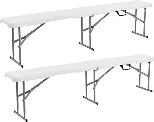 Miniatura 10 de Goplus Banco plegable de plástico de 6 pies, asiento plegable portátil con capacidad de 550 libras para interiores y exteriores, picnic, fiesta