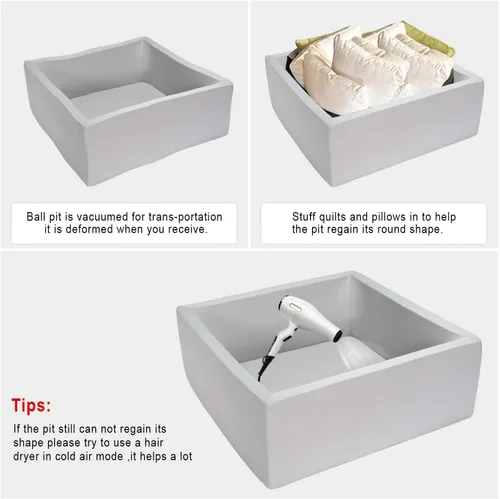Miniatura 5 de TRENDBOX Pozo de bolas extra grande de 47.2 x 47.2 x 13.8 pulgadas, equipo suave de espuma viscoelástica para niños pequeños, gris claro