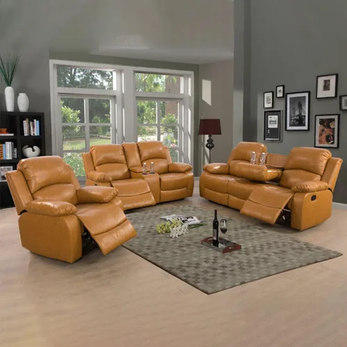 Miniatura 41 de Juego de sala de Estar reclinable de 3 piezas, juego de sofá reclinable Manual para conjunto de muebles de sala de Estar, con consola de Gris oscuro