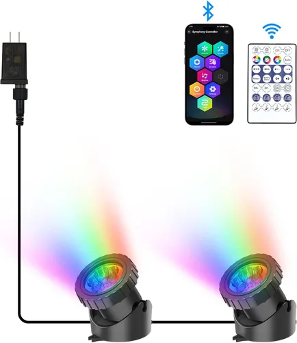 RGB - Luces de estanque sumergibles bajo el agua, luces de fuente sumergibles LED súper brillantes, focos de paisaje de colores, control de