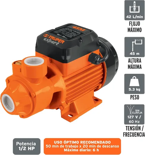 Miniatura 2 de Truper 10068 / BOAP-1/2 - Bomba de agua con impulsor periférico de 1/2 HP