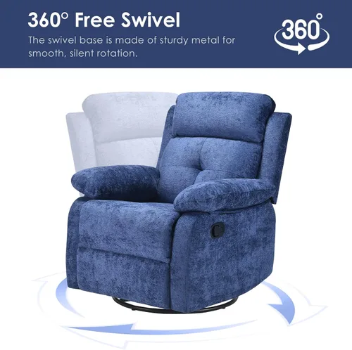 Miniatura 5 de Silla reclinable giratoria pequeña para adultos y mujeres, para espacios pequeños, dormitorio, sala de estar Azul