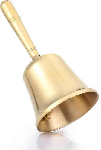 Miniatura 8 de Campana de Mano de Latón Sólido Pequeña y Muy Fuerte para Tocar en Bodas, Campanas de Mano para Personas Mayores al Lado de la Cama, Campana
