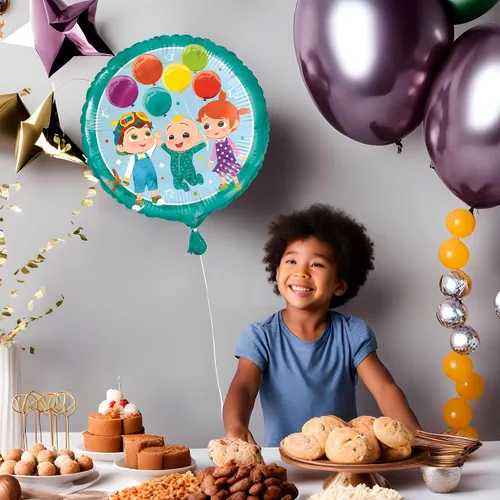 Miniatura 3 de Cocomelon - Globo redondo de aluminio, 18 pulgadas (1 unidad), globo colorido fácil de inflar, suministros de fiesta ideales para fiestas temáticas