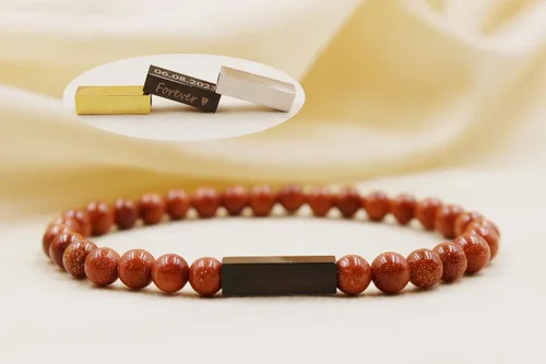 Miniatura 48 de Pulseras de cuentas personalizadas, Pulsera de piedras preciosas de 0.236 in, Pulsera grabada con láser, Pulsera de piedra natural, Pulseras unisex